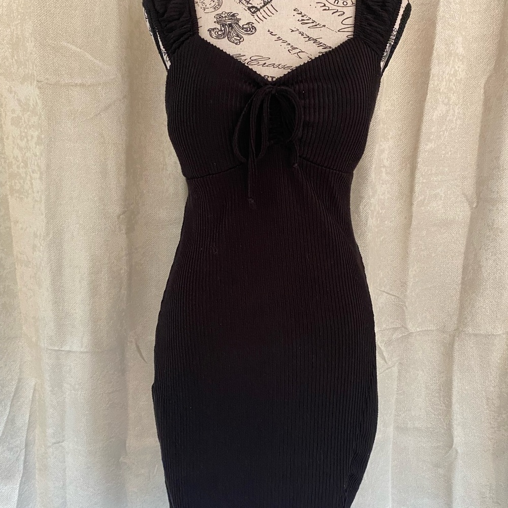 No Boundaries Black Ribbed Midi Dress